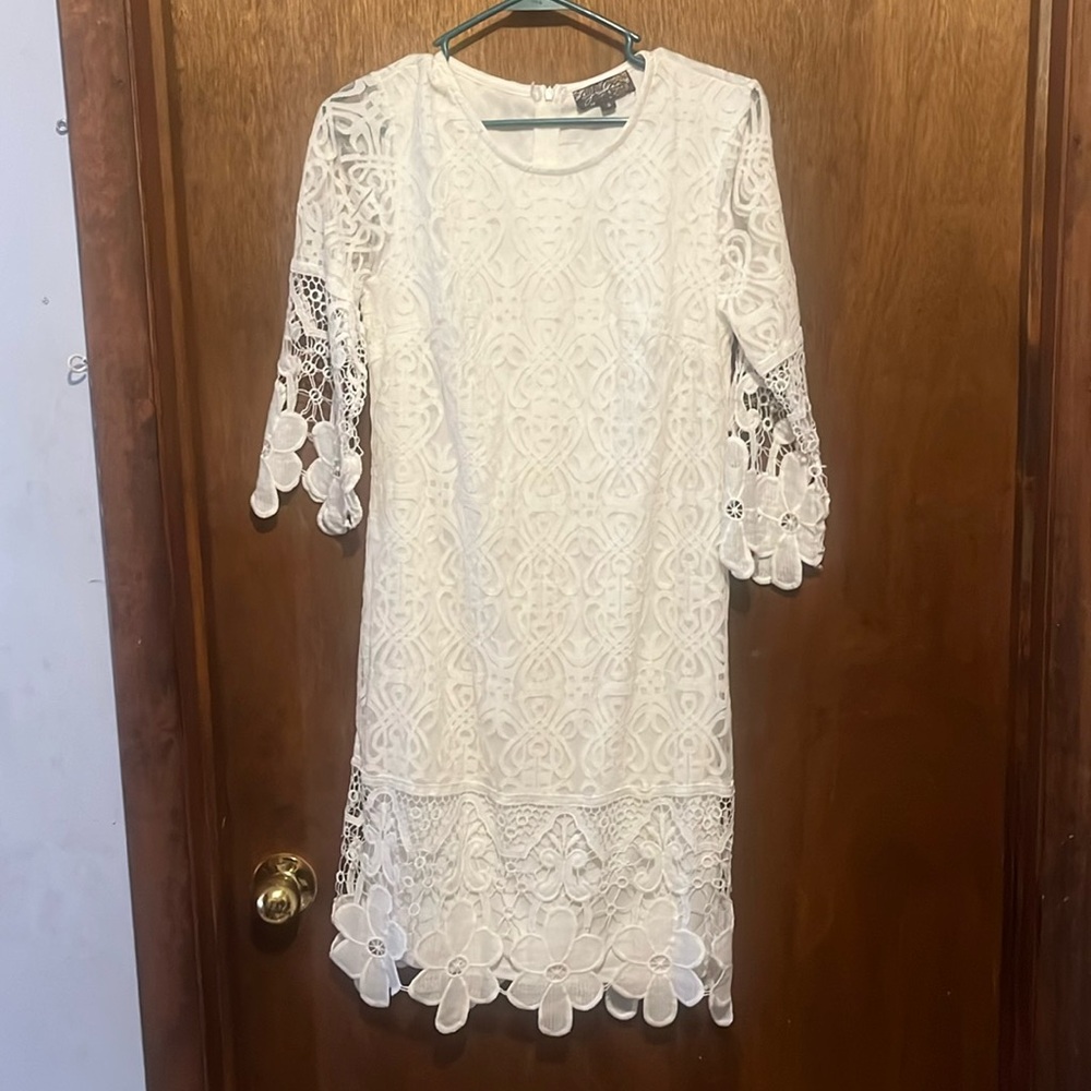 J. Glee White Boho Cocktail Dress size Small